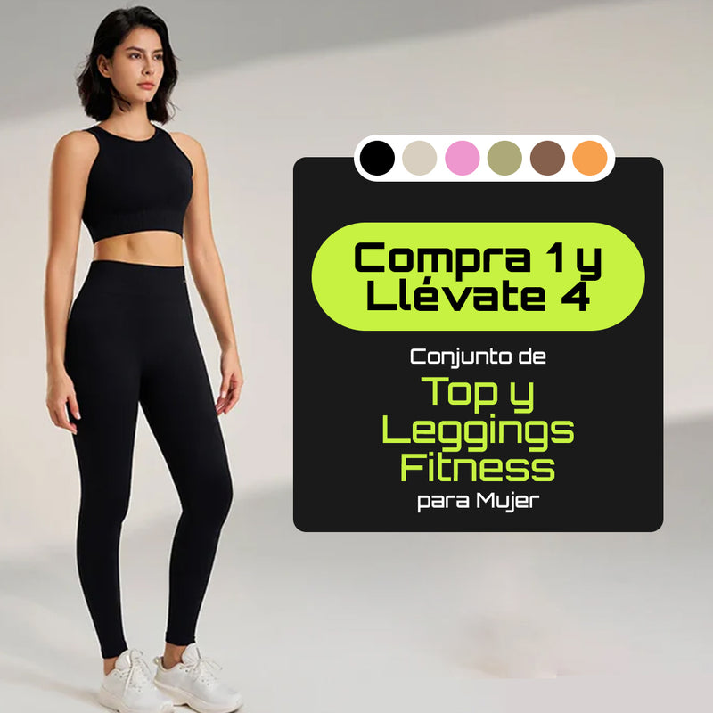Conjunto de Top y Leggings Fitness - Compra 1 y Llévate 4