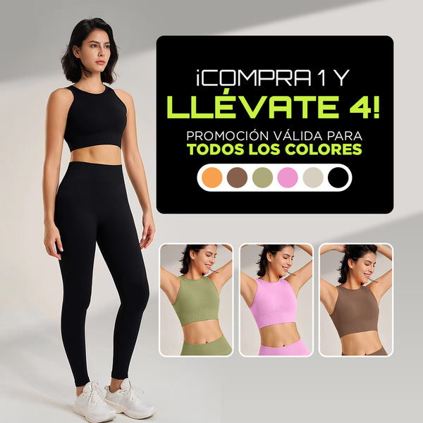 Conjunto de Top y Leggings Fitness - Compra 1 y Llévate 4